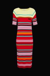 Women - Long Colorblock Dress with short sleeves, Red front view