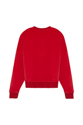 Women Solid - Women Velvet Sweatshirt, Red back view