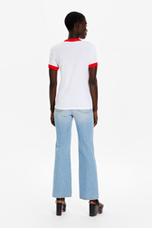 T-shirt bicolore en coton logo Sonia Rykiel Blanc vue portée de dos
