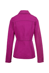 Women Solid - Denim Fushia Jacket, Fuchsia back view