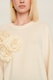 Femme Maille - Pull laine fleur en relief femme, Ecru vue de détail 2