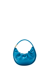 Women - Domino medium leather bag, Prussian blue front view