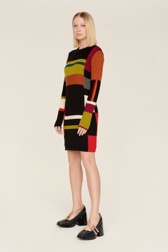 Women Maille - Women Multicolor Alpaca Short Dress, Multico crea details view 2