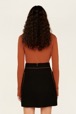 Women Maille - Women Double Face Short Skirt, Black back worn view