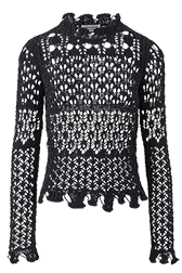 Women Maille - Openwork Sweater, Black front view