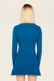 Women Maille - Women Ribbed Wool Sweater, Prussian blue back worn view