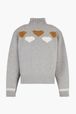 Women - Woolen SR Hearts Sweater, Grey front view