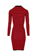 Women Raye - Women Rib Sock Knit Striped Maxi Dress, Black/red back view
