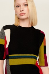Women Maille - Women Multicolor Baby Alpaca Short Sleeve Sweater, Multico crea details view 3
