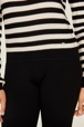 Women Brushed Poor Boy Striped Sweater Black/white details view 2