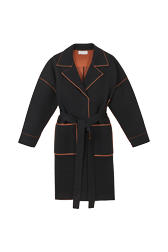 Women Maille - Women Double Face Wool Coat, Black front view