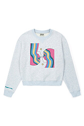 Girl Printed Cotton Sweater - Bonton x Sonia Rykiel Grey front view