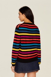 Women Raye - Women Brushed Poor Boy Striped Sweater, Multico striped rf back worn view