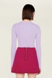 Women Solid - Mini Skirt Tailored Denim Fuchsia, Fuchsia back worn view