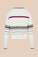 Women - Long sleeve Pullover with openwork details and multicolored stripes
, Ecru back view