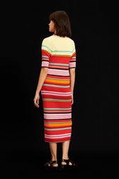 Women - Women Colorblock Short Sleeve Long Dress, Red back worn view