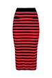 Women Raye - Women Poor Boy Striped Wool Maxi Skirt, Black/red front view