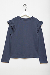 Girls Solid - Printed Cotton Girl Long-Sleeved T-shirt, Blue back view