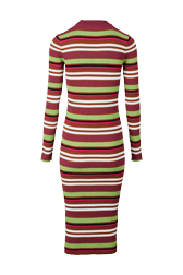 Women Maille - Multicolored Striped Long Dress, Multico emerald striped back view