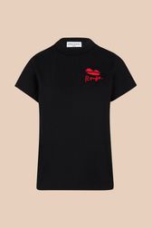 Women - T-Shirt with Rykiel Red Mouth, Black front view