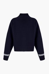 Women - Woolen SR Hearts Sweater, Black/blue back view