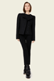 Women Solid - Women Short Wool Blend Jacket, Black front worn view
