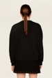 Women Solid - Women Plain Crewneck Sweater, Black back worn view