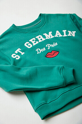Girls Solid - Printed Girl Oversize Cropped Sweater - Bonton x Sonia Rykiel, Green details view 4