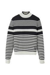 Women Maille - Bicolored Striped Iconic Sweater, Black/white front view