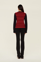 Women Jane Birkin Sweater Black/red back worn view