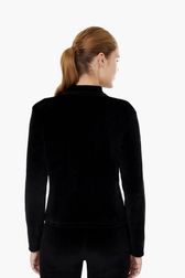 Women Solid - Women Velvet Cardigan, Black back worn view