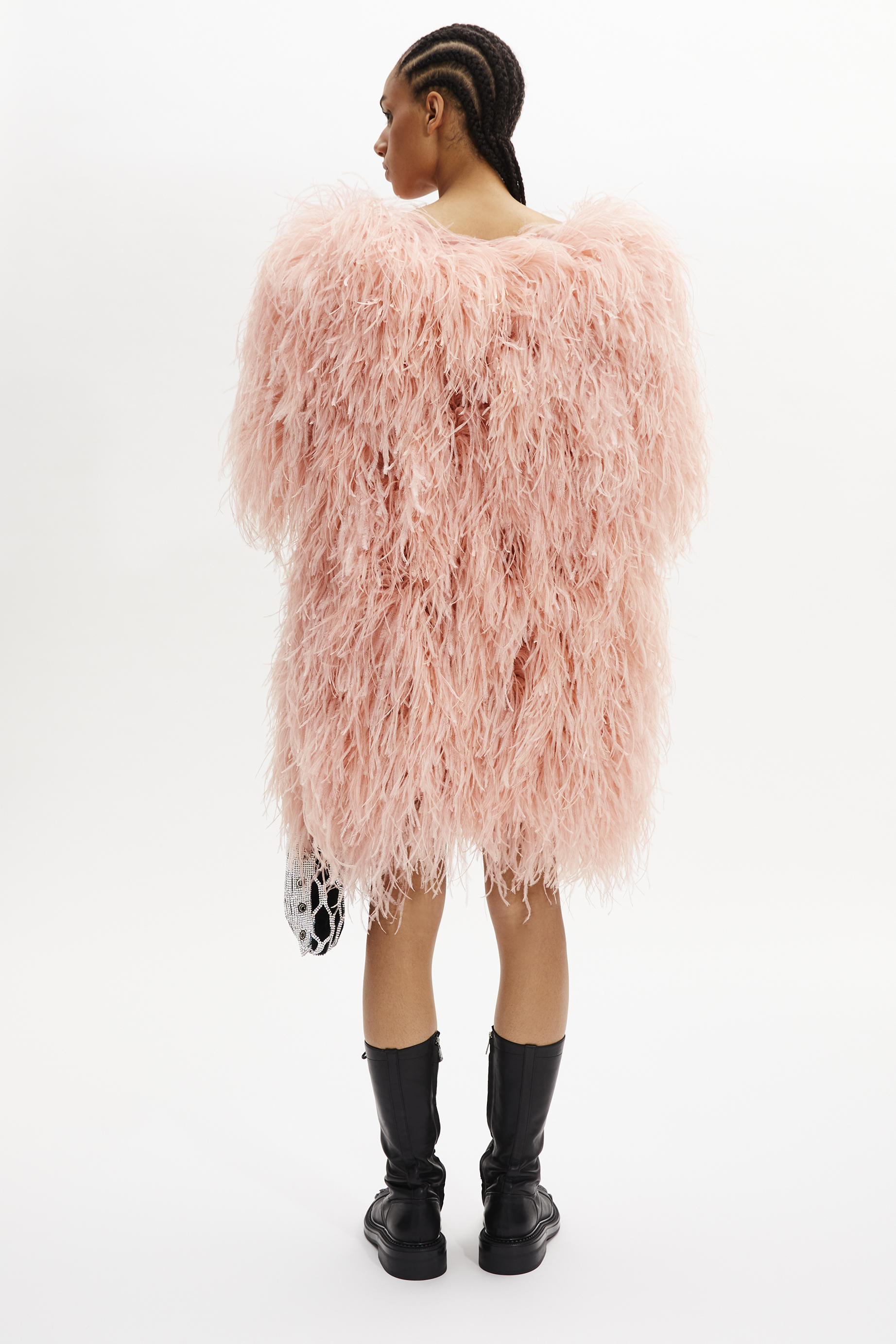 Natural Ostrich Feather Dress Short For Rich Comfy Experience 