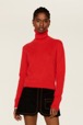 Women Maille - Women Mohair Turtleneck, Red front worn view