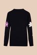Long Sleeve Sweater with Floral Pattern Black back view