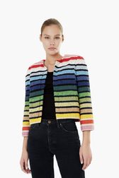 Multicolored Striped Short Jacket Multico front view