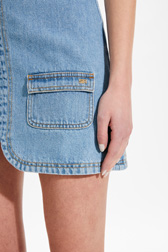 Women Stonewashed - Women Denim Mini Skirt, Stonewashed indigo details view 2