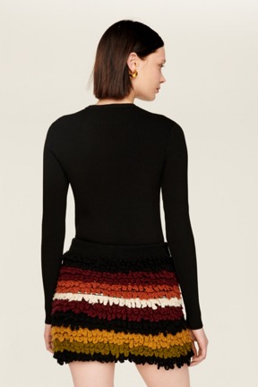 Women Maille - Women Bouclette Wool Short Skirt, Multico crea striped details view 2