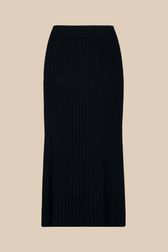 Women Ribbed Knit Long Skirt Black back view