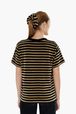Women Solid - Women Velvet T-shirt, Striped black/khaki back worn view