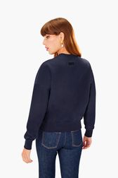 Women - Crop Heart Sweatshirt, Navy back worn view