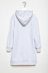 Girls Solid - Girl Hooded Fleece Sweat Dress, Grey back view
