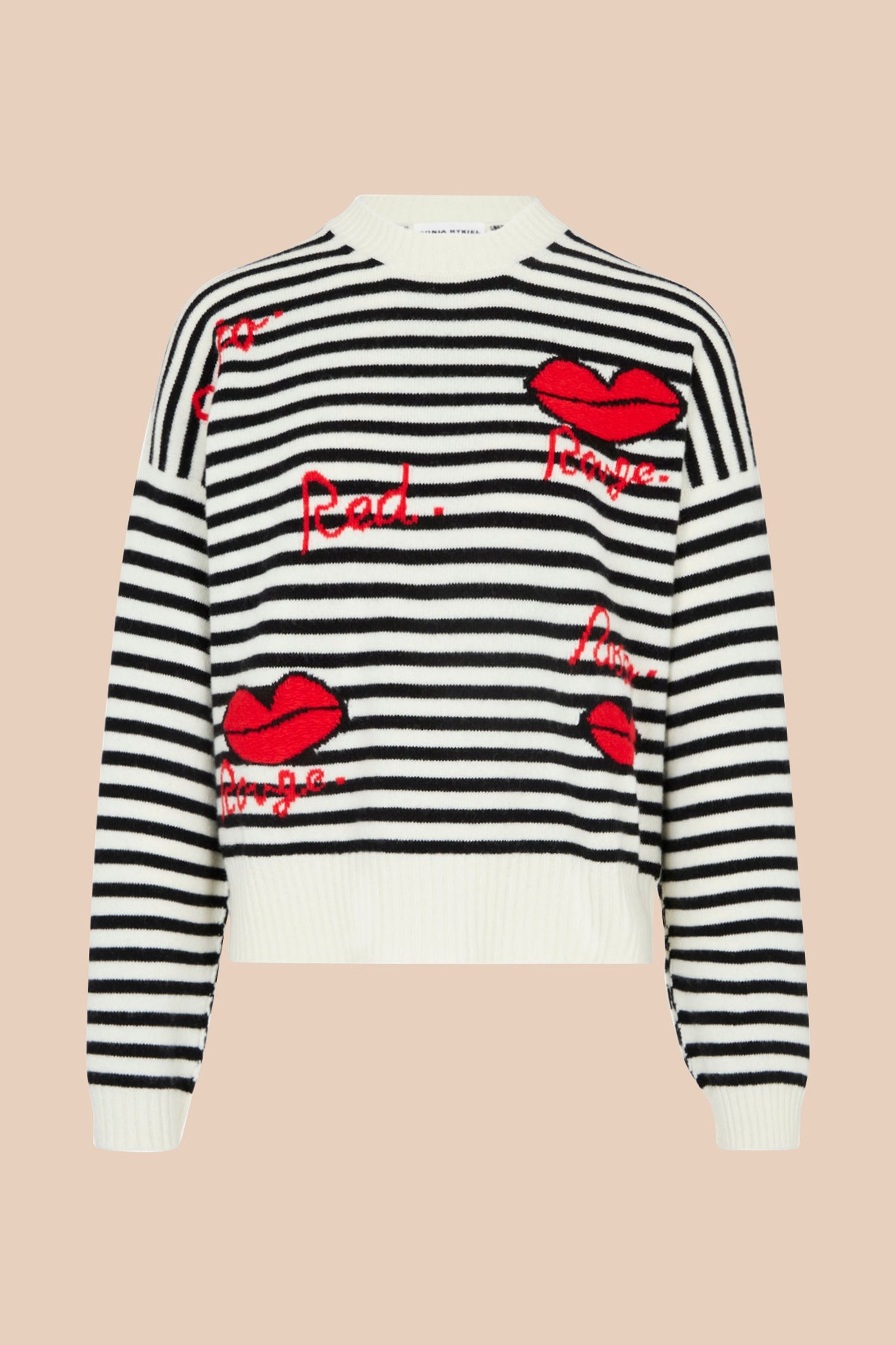 Womens Clothing Jumpers and knitwear Jumpers Sonia Rykiel Slogan Striped Jumper in White 