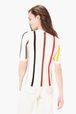 Women - Striped Cotton Sweater With Short Sleeves, Brun back worn view