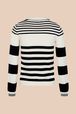 Women - Striped Long Sleeve Pullover with Shoulder Buttons, Black/white back view