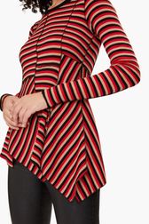 Women - Asymmetrical striped sweater, Coffee details view 1