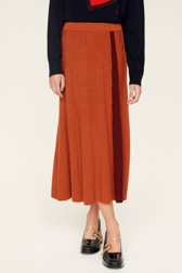 Femme Maille - Jupe godet longue laine bicolore femme, Roux vue de détail 1