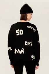 Femme Maille - Pull grunge laine logo Sonia Rykiel femme, Noir vue portée de dos
