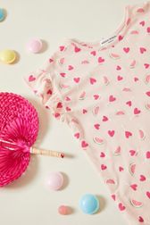 Filles - T-shirt fille motif coeur et pastèque, Rose vue de détail 2