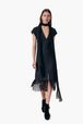 Women - Fringed dress with scarf, Night blue front worn view