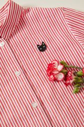Striped Girl Shirt Red/white details view 2